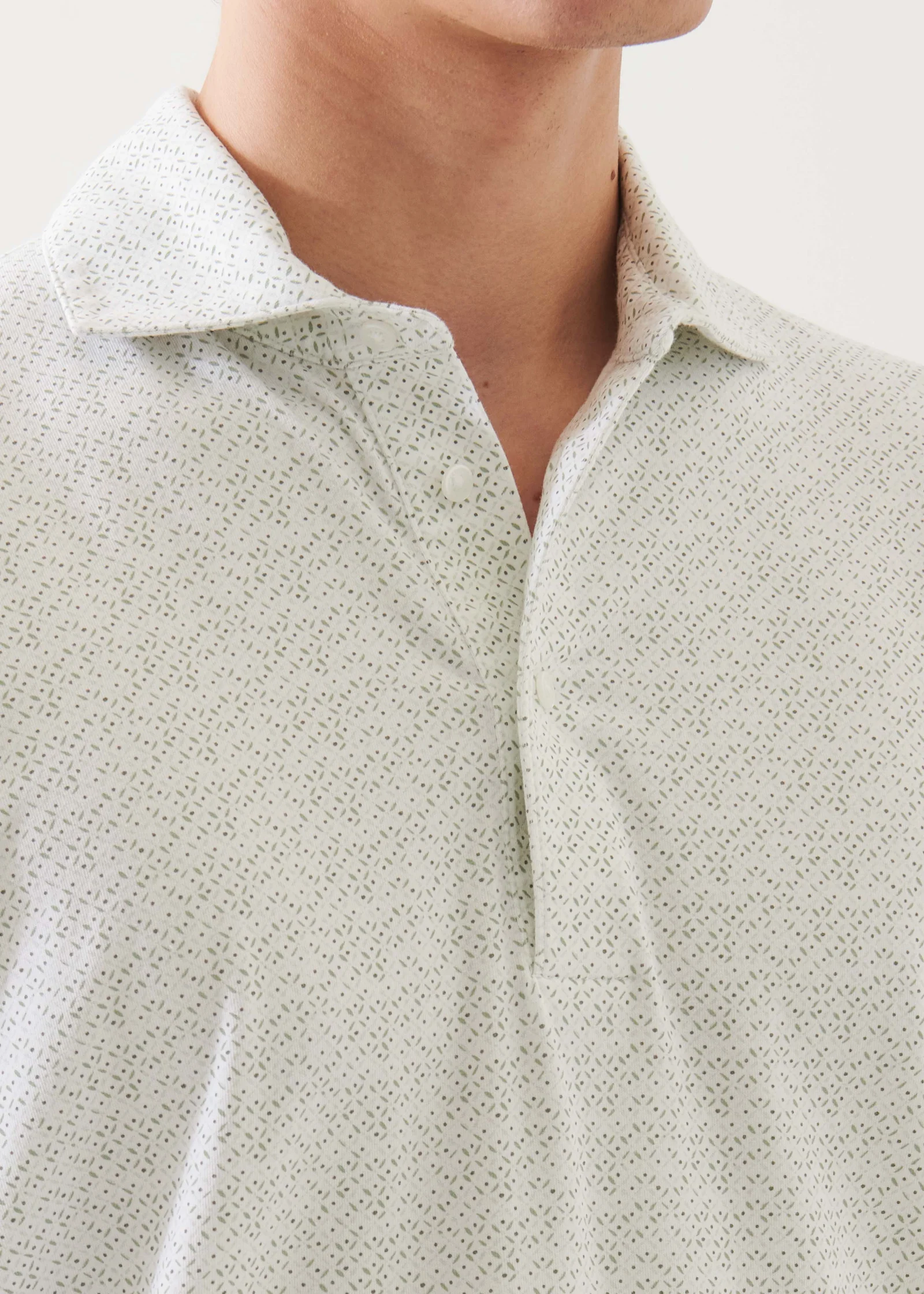 Patrick Assara Pima Cotton Stretch Printed Polo Green Pea - Patrick Assaraf Canada - Danali