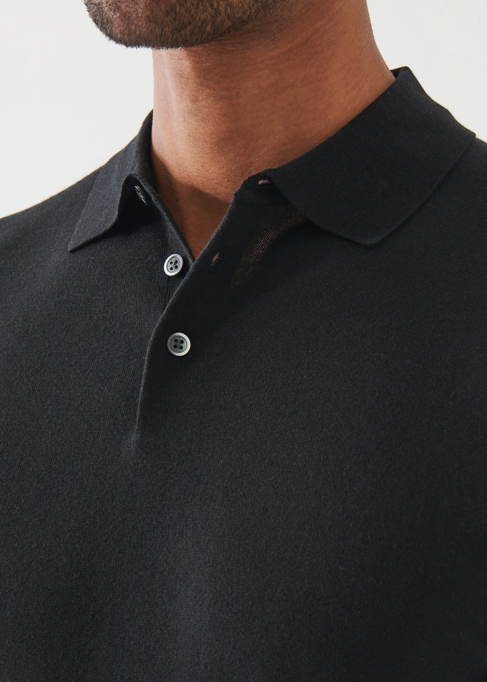 Cotton Cupro 3 Button Polo - Black - Patrick Assaraf Canada - Danali