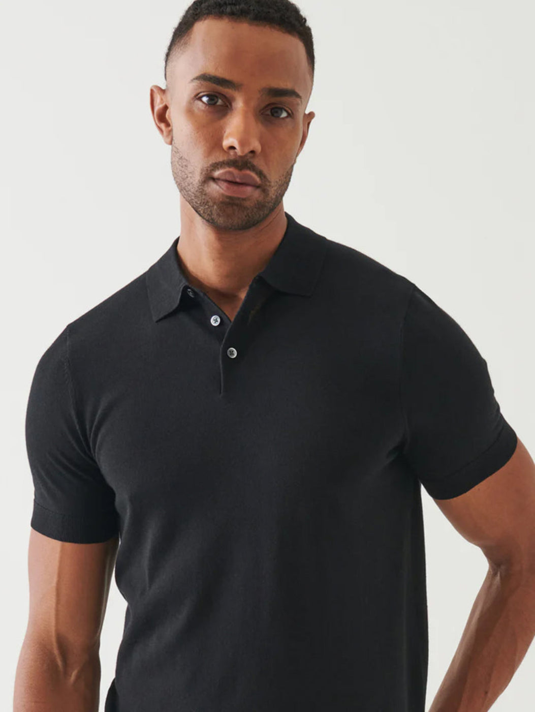 Cotton Cupro 3 Button Polo - Black - Patrick Assaraf Canada - Danali