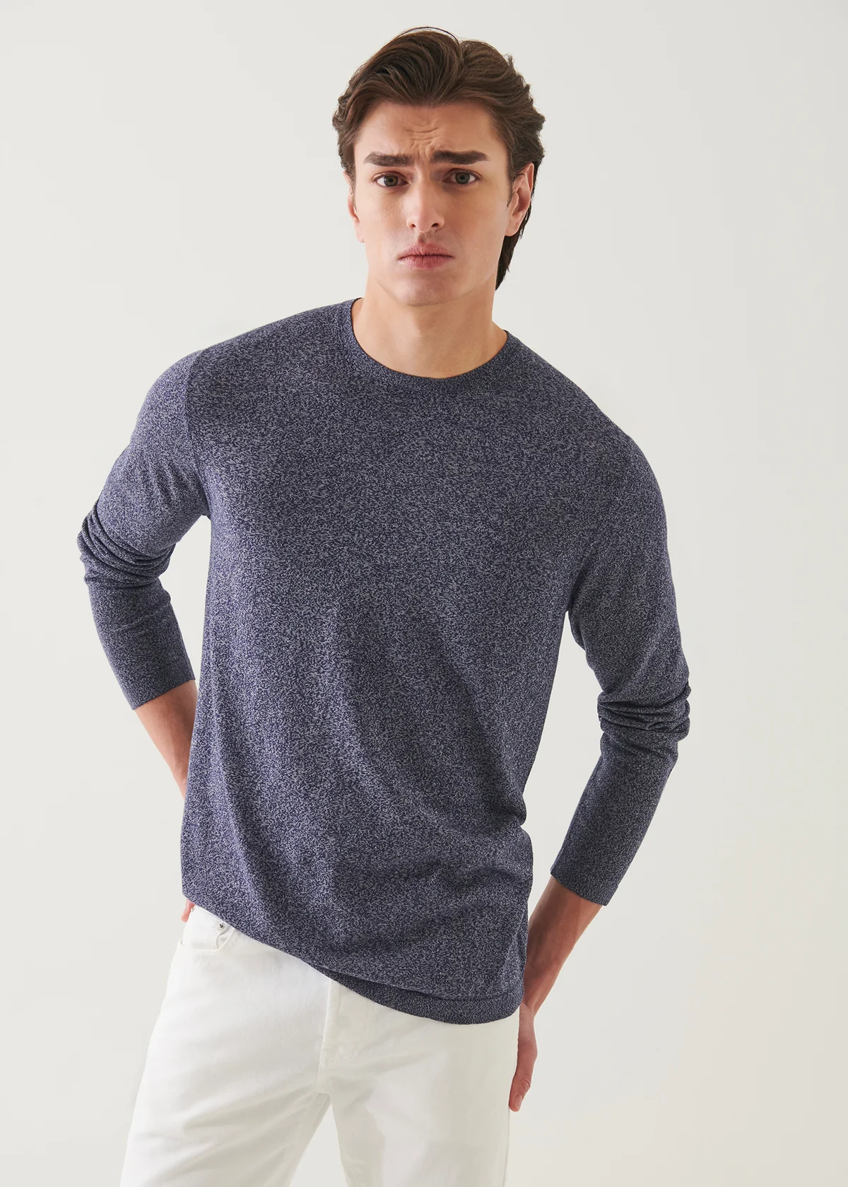 Cotton Cupro Lightweight Crewneck Sweater - Blue Bottle - Patrick Assaraf Canada - Danali