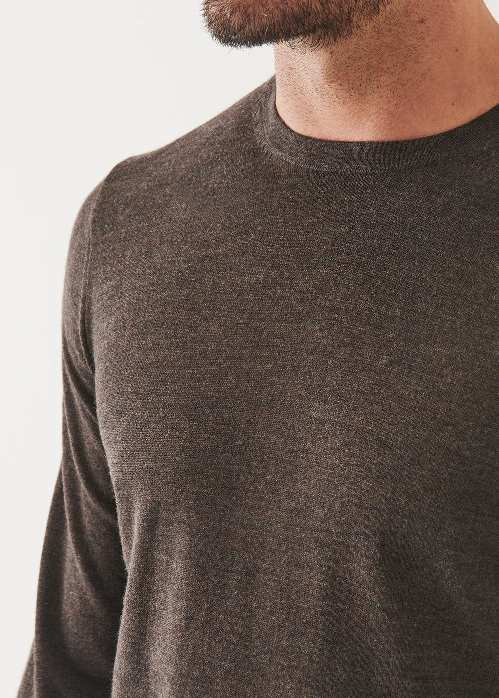 Extra-Fine Merino Crewneck - Mahogany Mouline - Patrick Assaraf Canada - Danali