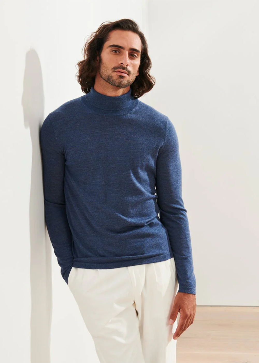 Extra-Fine Merino Turtleneck - Denim - Patrick Assaraf Canada - Danali