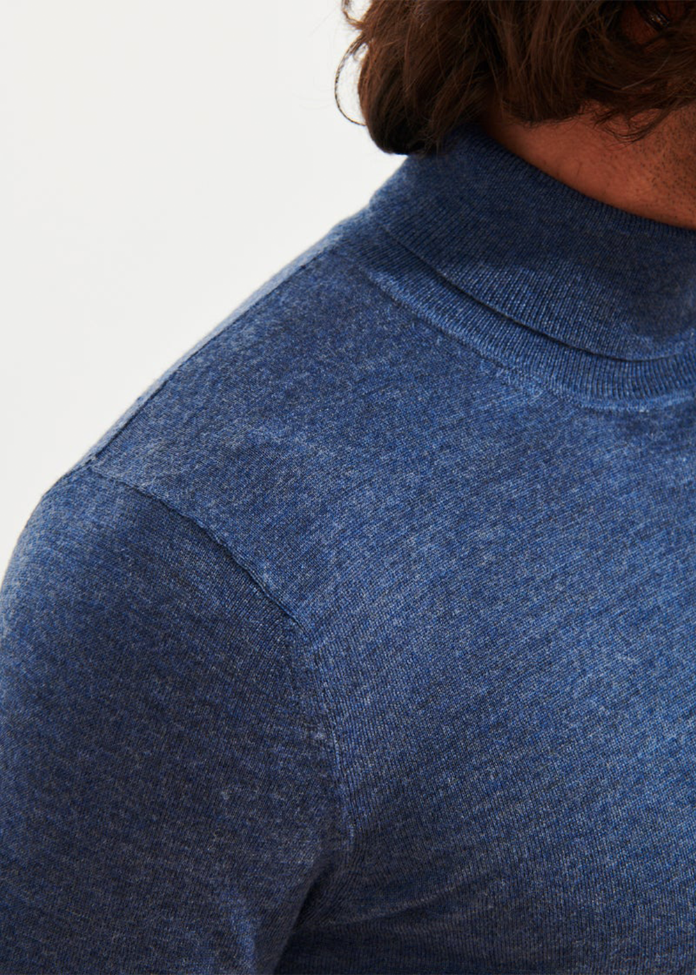 Extra-Fine Merino Turtleneck - Denim - Patrick Assaraf Canada - Danali