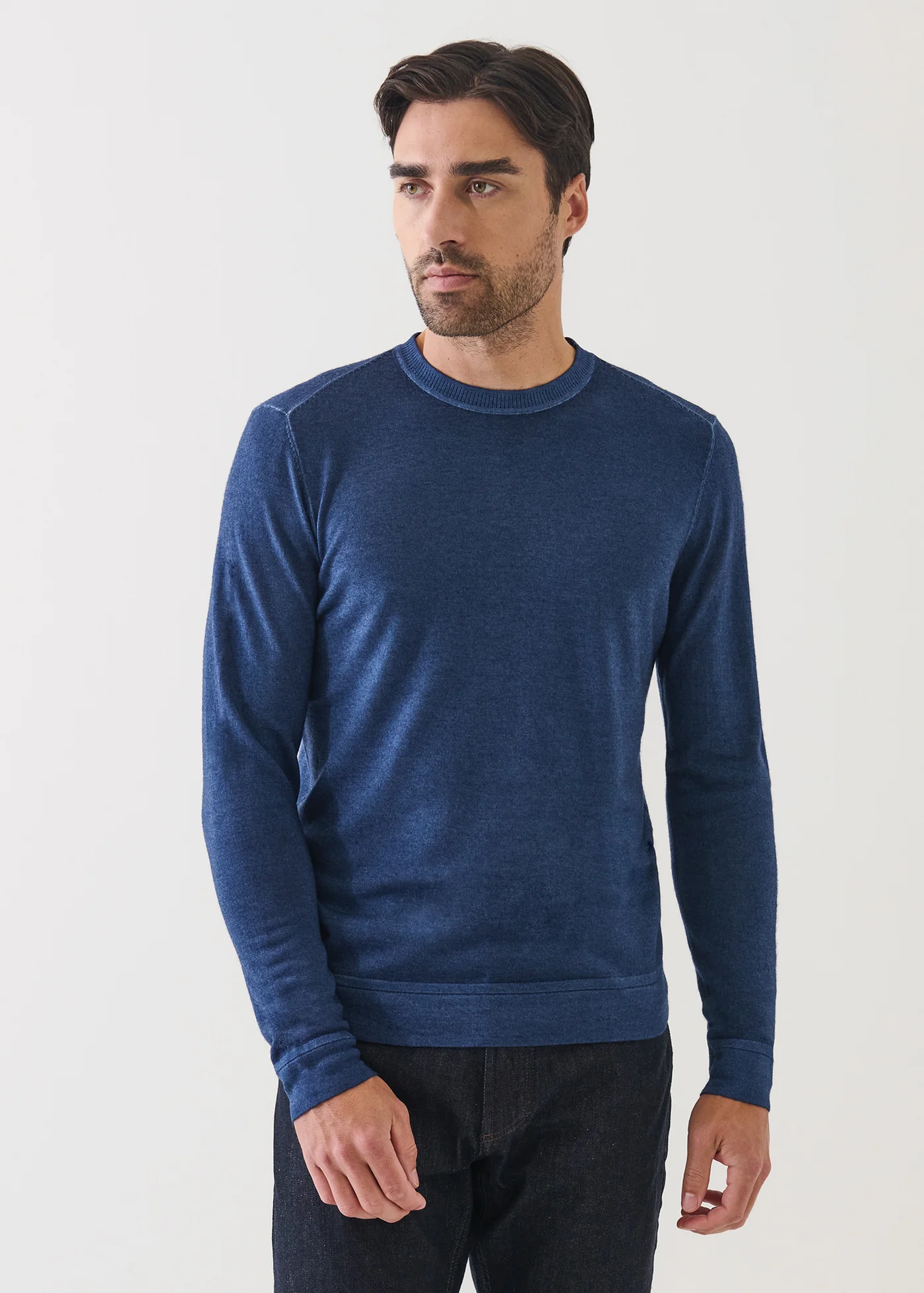 Extra Fine Merino Vintage Crewneck Sweater - Riviera - Patrick Assaraf Canada - Danali