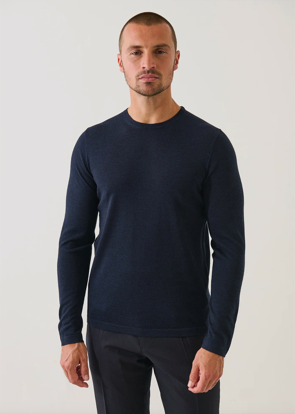 Extra-Fine Merino Wool Crewneck Sweater - Mammoth - Patrick Assaraf Canada - Danali