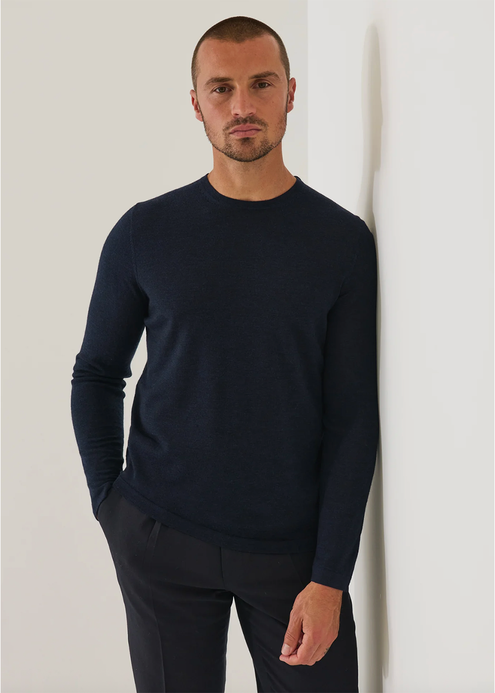 Extra-Fine Merino Wool Crewneck Sweater - Mammoth - Patrick Assaraf Canada - Danali