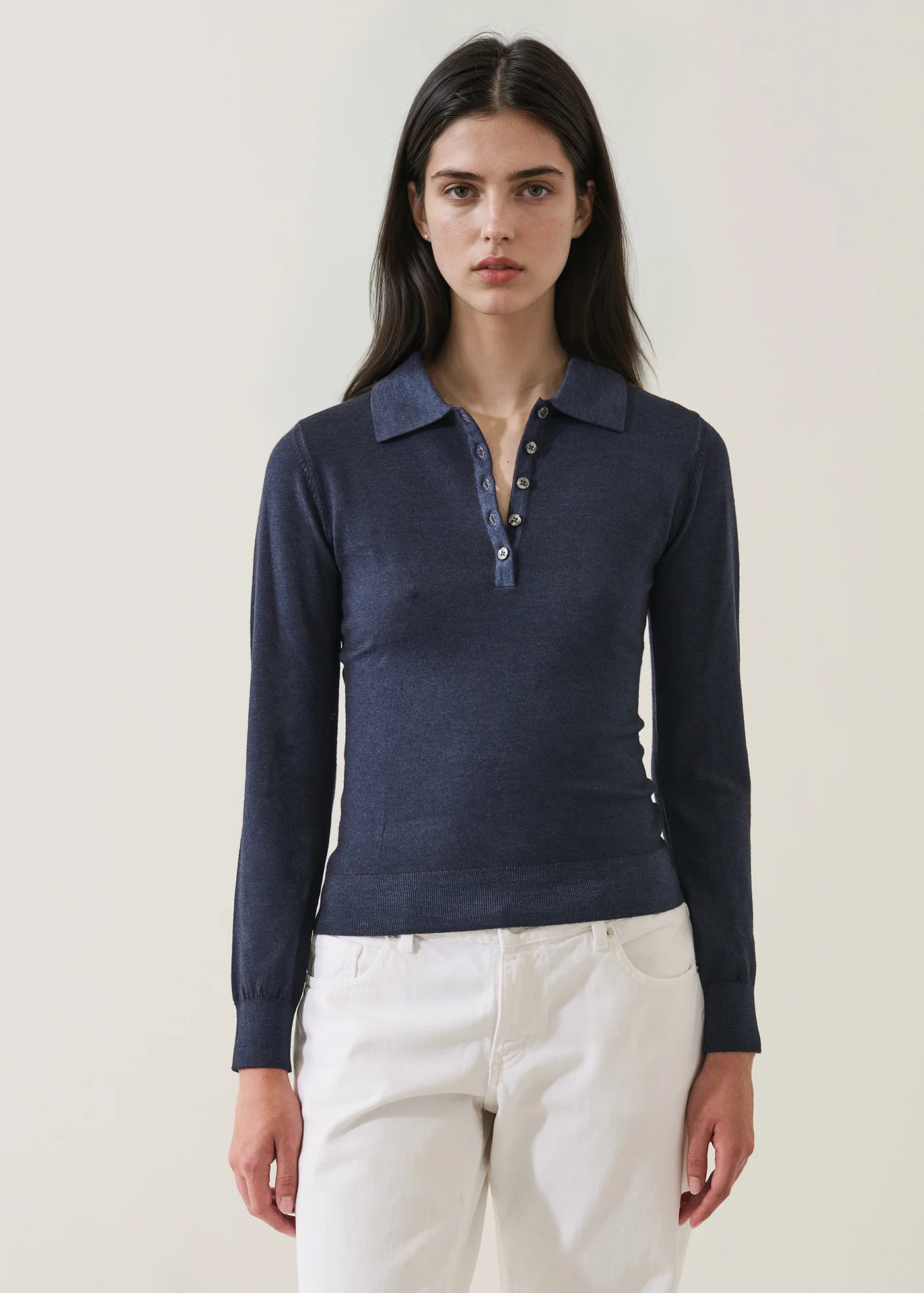 Extrafine Merino Vintage Fitted Polo - Rhino - Patrick Assaraf Canada - Danali