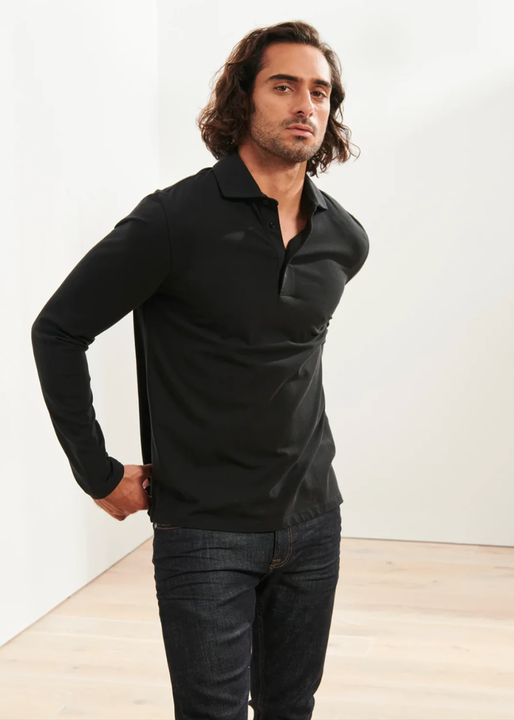Iconic Pima Stretch Polo T-Shirt - Black - Patrick Assaraf Canada - Danali