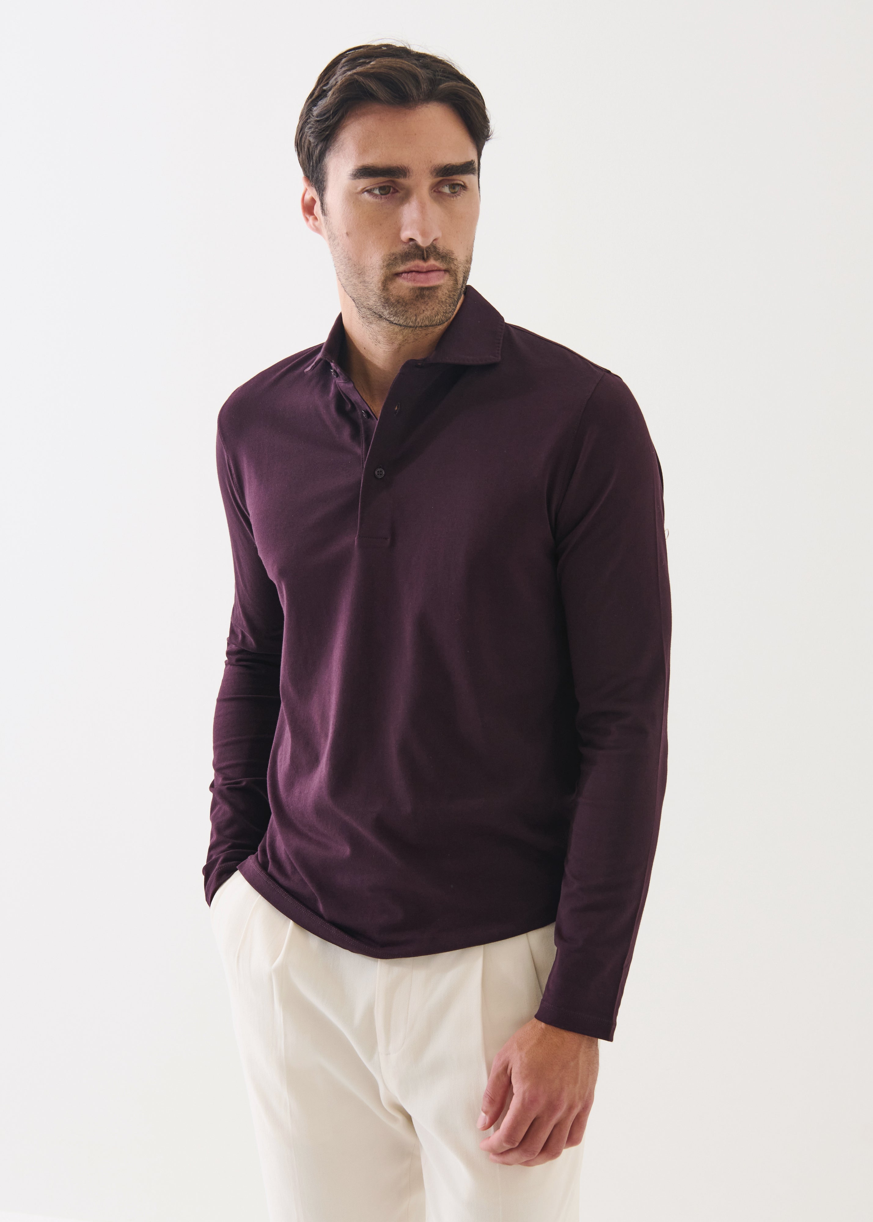 Iconic Pima Stretch Polo T-Shirt - Bordeaux - Patrick Assaraf Canada - Danali