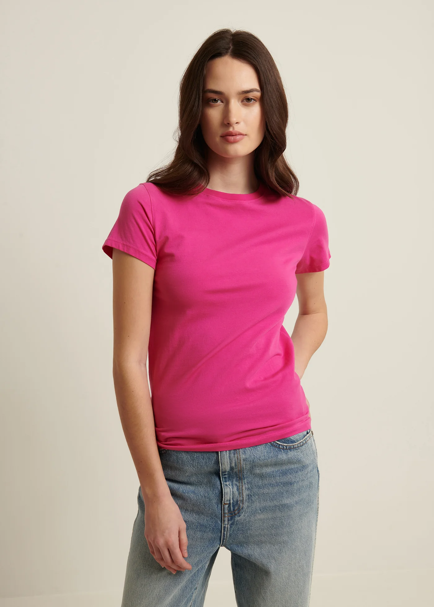Patrick Assaraf Iconic Sublime Fitted Crew T-Shirt Fushcia - Patrick Assaraf Canada - Danali