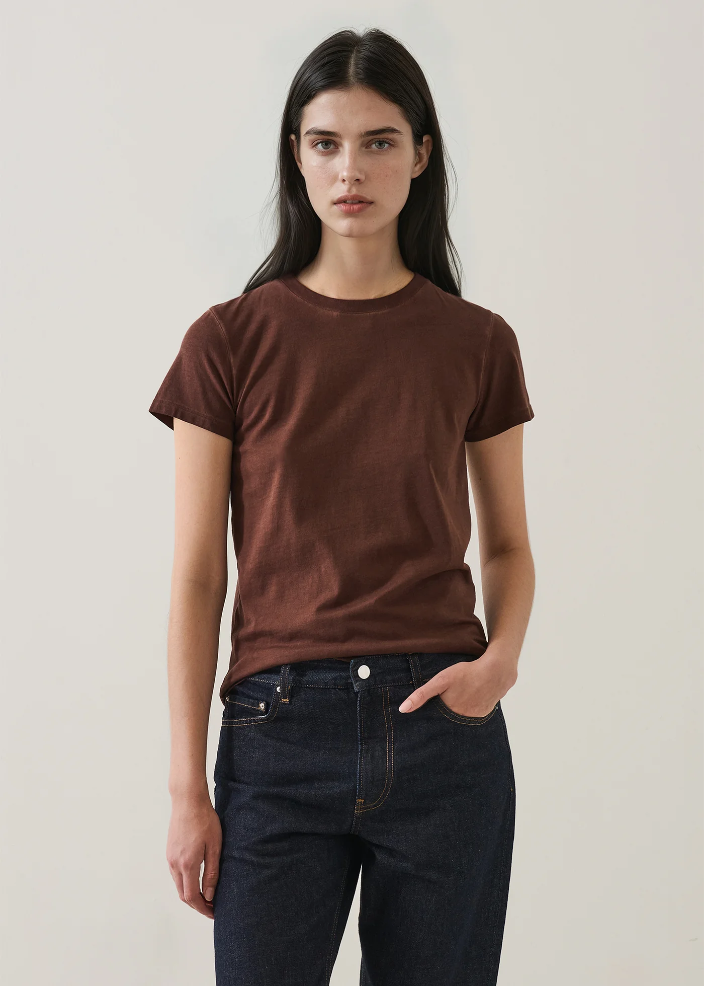 Iconic Sublime Fitted Crew T-Shirt - Raw Umber - Patrick Assaraf Canada - Danali