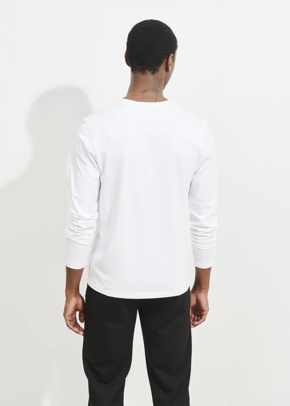 Long Sleeve Henley T-Shirt - White - Patrick Assaraf Canada - Danali
