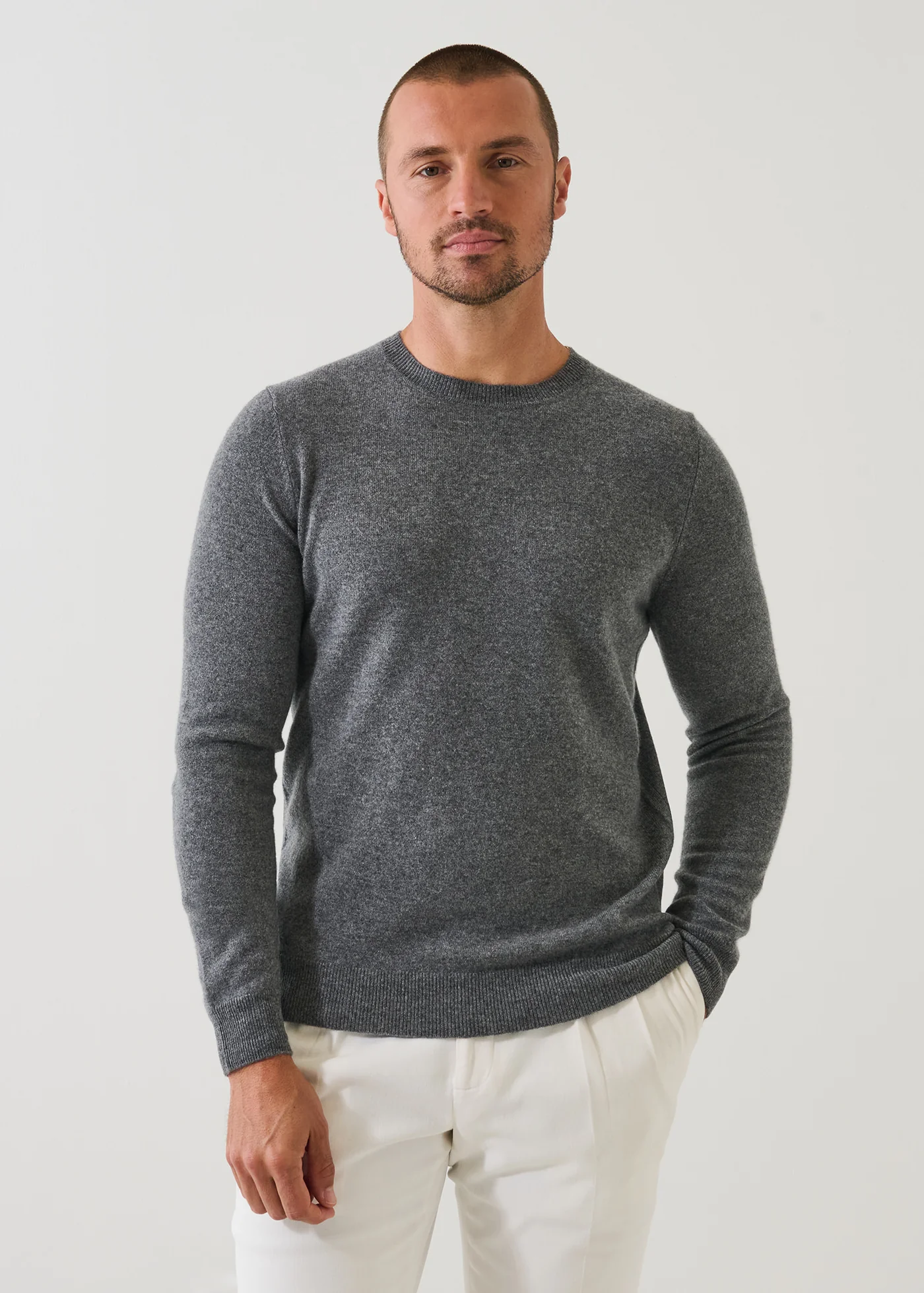 Nano Cashmere Jersey Crew Sweater - Mist - Patrick Assaraf Canada - Danali