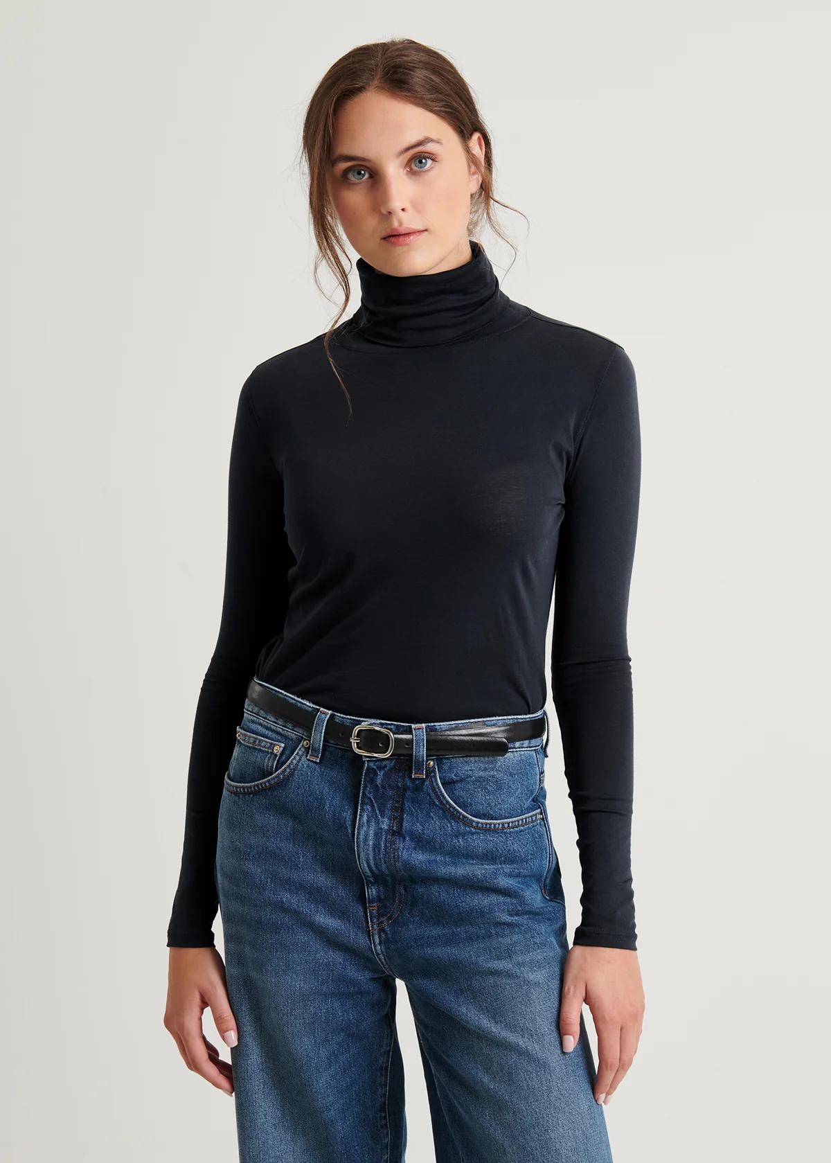 Pima Cotton Fitted LS Turtleneck - Black - Patrick Assaraf Canada - Danali