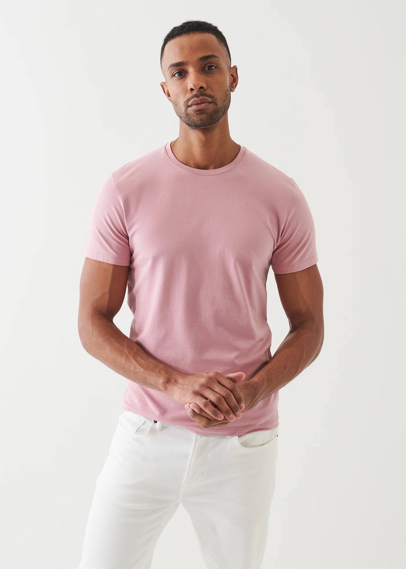 Pima Cotton Stretch Crew T-Shirt - Peony - Patrick Assaraf Canada - Danali