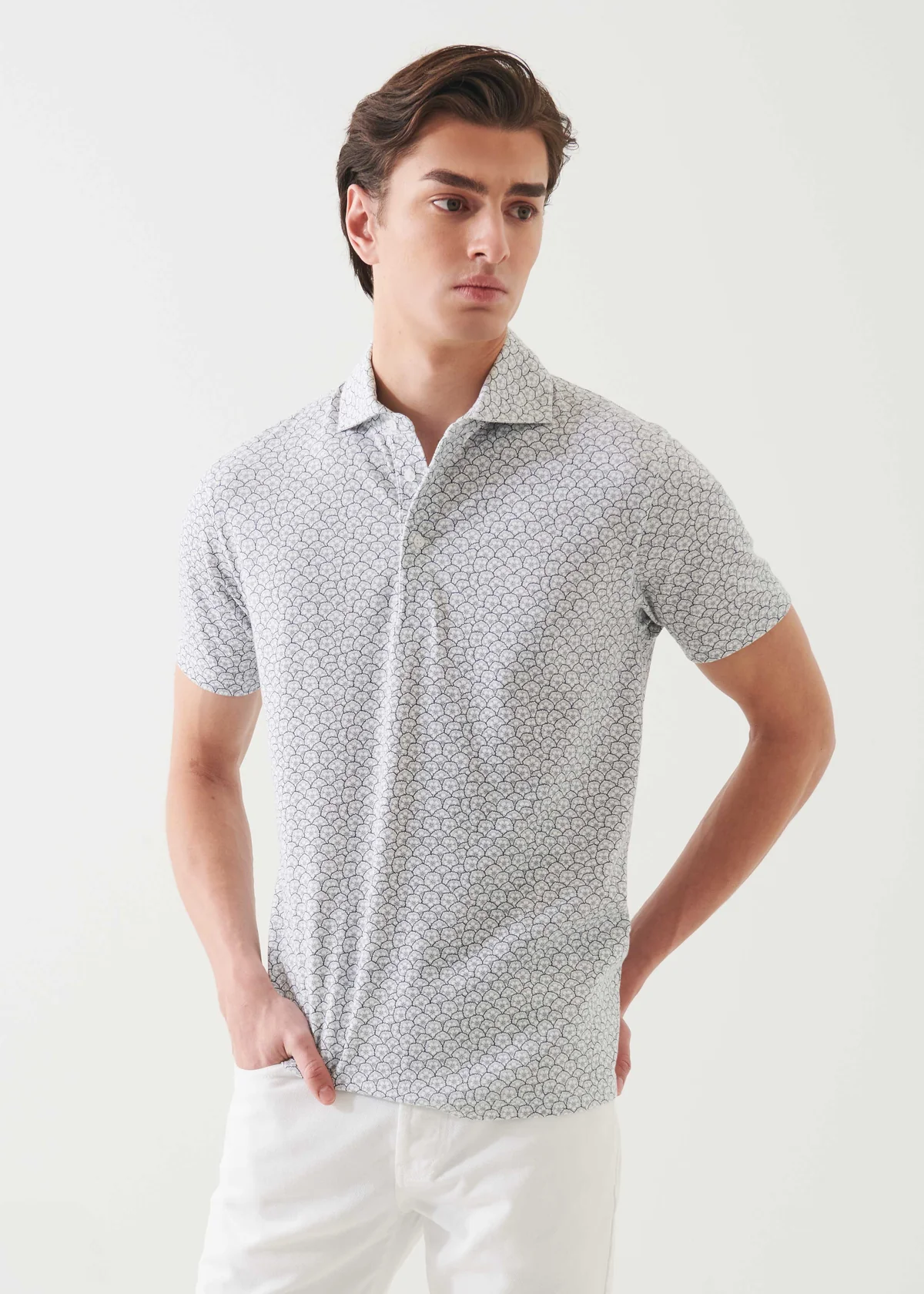 Pima Cotton Stretch Floral Print Polo - Jewel - Patrick Assaraf Canada - Danali