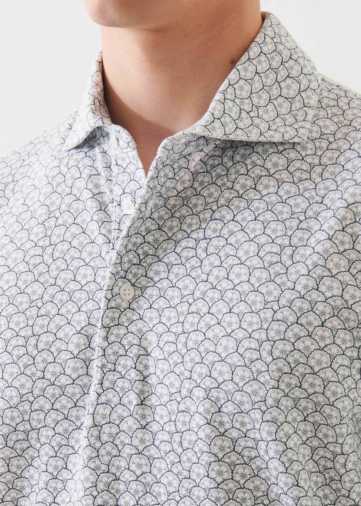 Pima Cotton Stretch Floral Print Polo - Jewel - Patrick Assaraf Canada - Danali