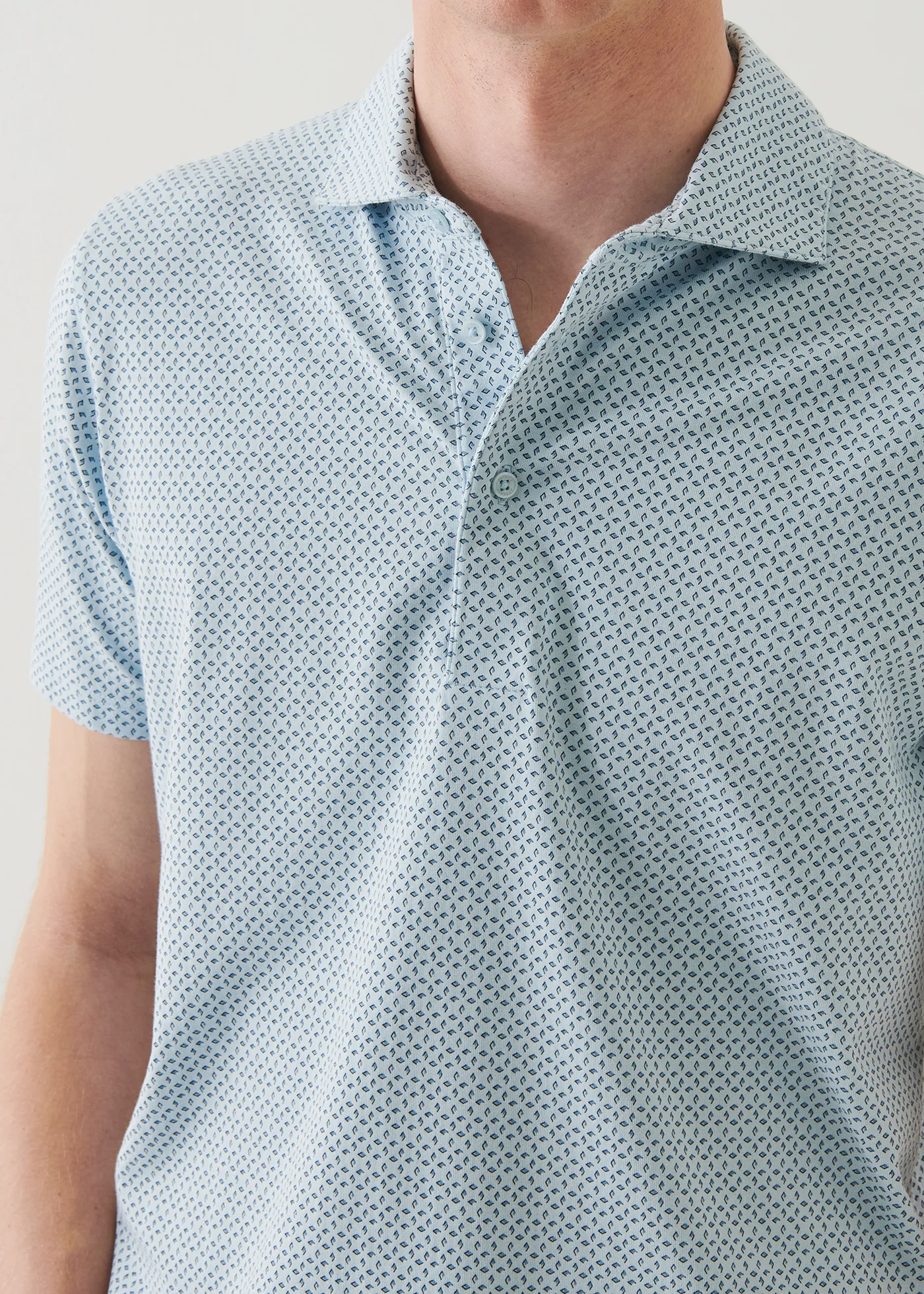 Patrick Assaraf Pima Cotton Stretch Printed Polo Baby Blue - Patrick Assaraf Canada - Danali