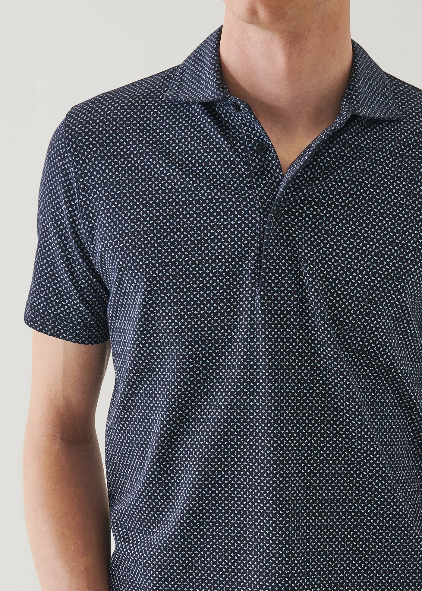 Patrick Assaraf Pima Cotton Stretch Printed Polo Midnight - Patrick Assaraf Canada - Danali