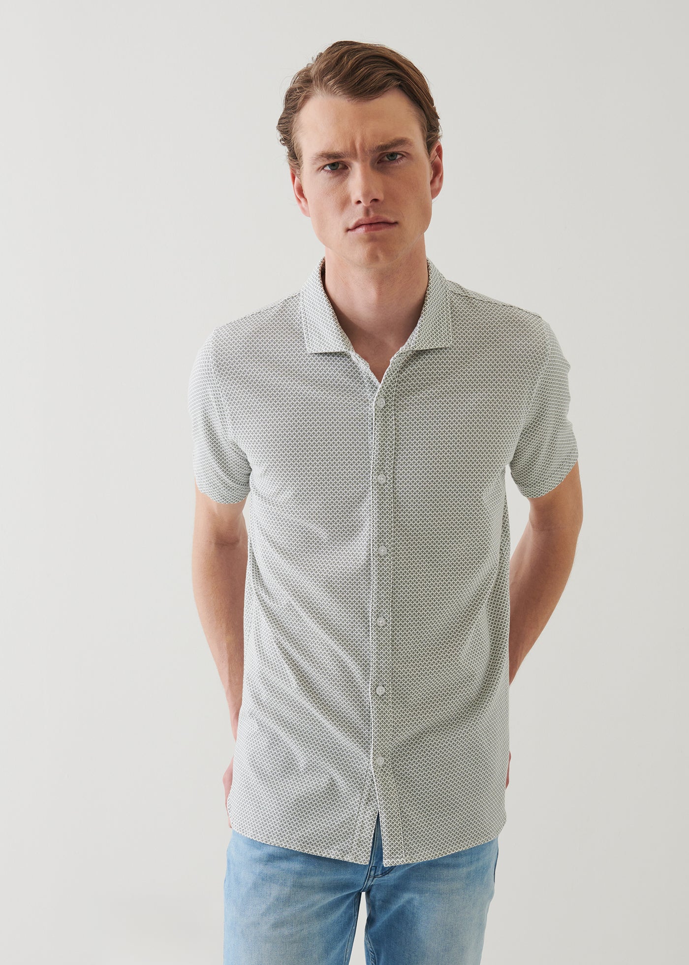 Patrick Assaraf Pima Cotton Stretch Printed Shirt Green Pea - Patrick Assaraf Canada - Danali