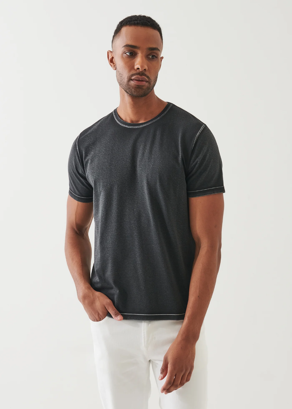 Patrick Assaraf Pima Cotton Stretch Vintage Wash T-Shirt Black - Patrick Assaraf Canada - Danali
