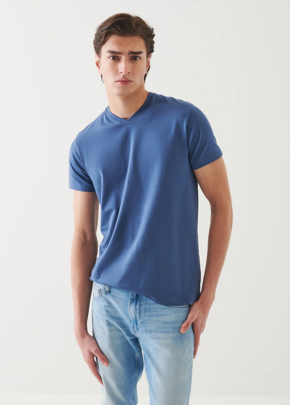 Patrick Assaraf Pima Cotton V-Neck Tee Indigo - Danali