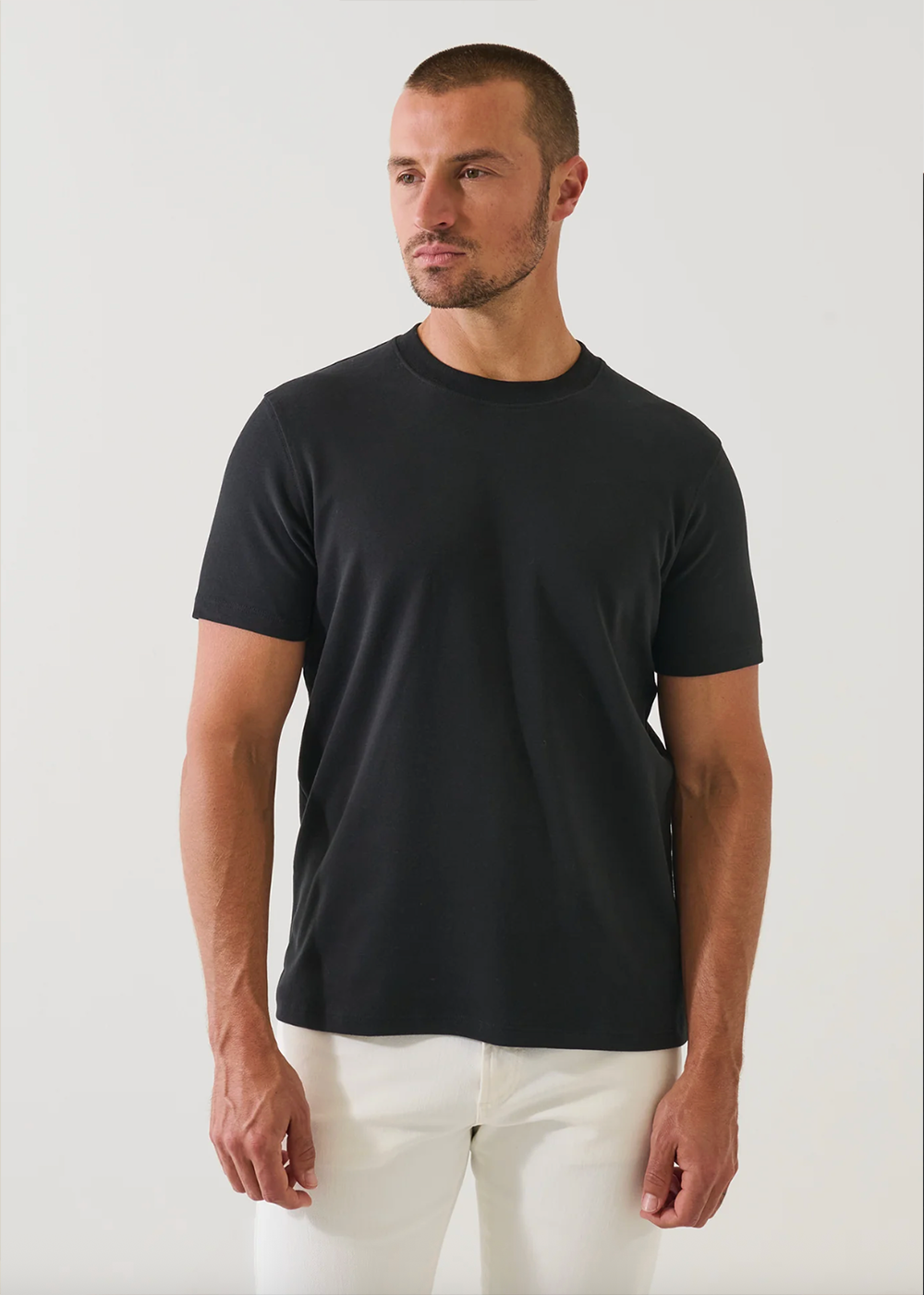 Pima Stretch Heavyweight Crew T-Shirt - Black - Patrick Assaraf Canada - Danali