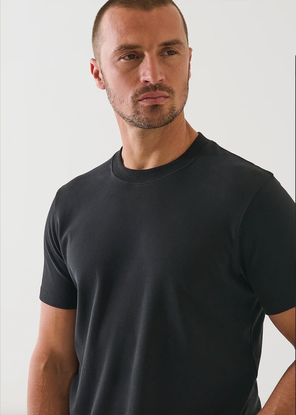 Pima Stretch Heavyweight Crew T-Shirt - Black - Patrick Assaraf Canada - Danali