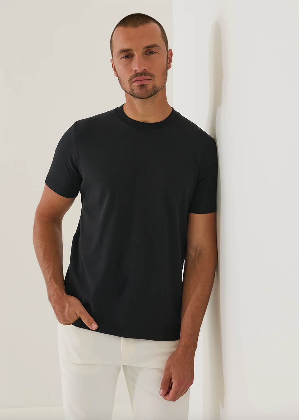 Pima Stretch Heavyweight Crew T-Shirt - Black - Patrick Assaraf Canada - Danali