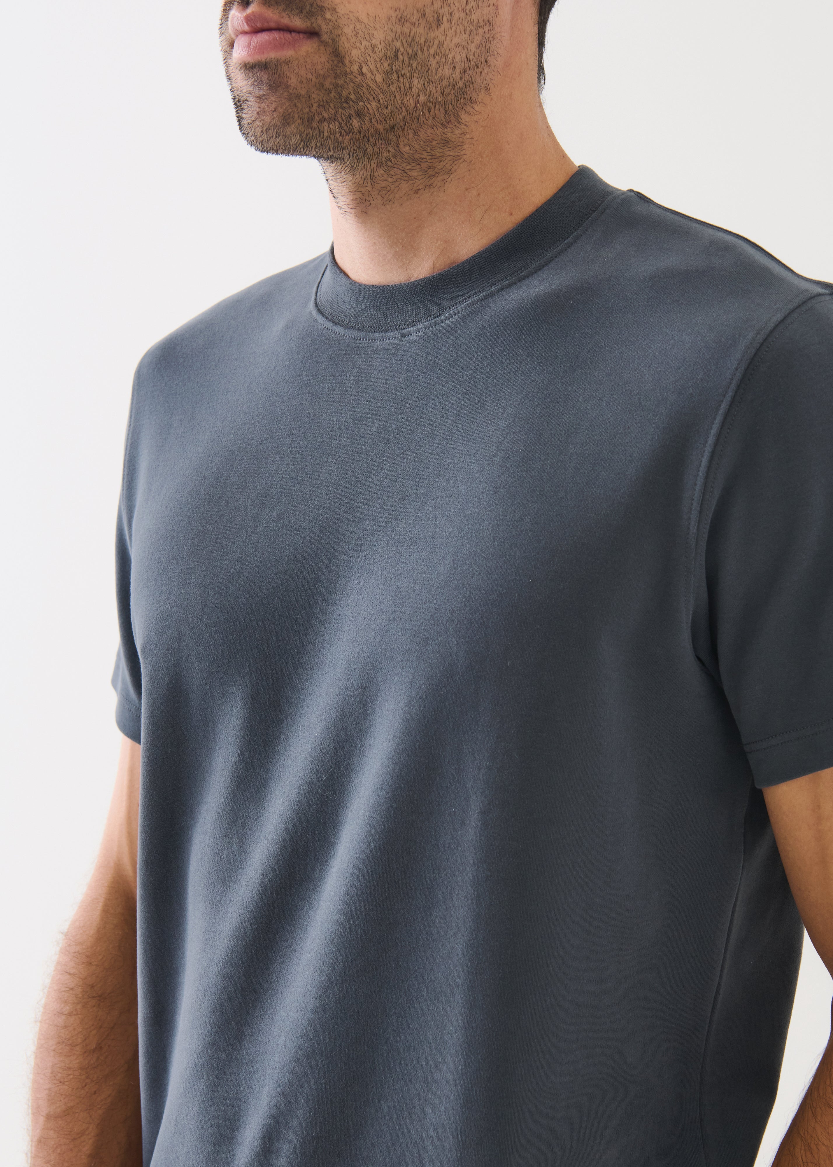 Pima Stretch Heavyweight Crew T-Shirt - Slate - Patrick Assaraf Canada - Danali