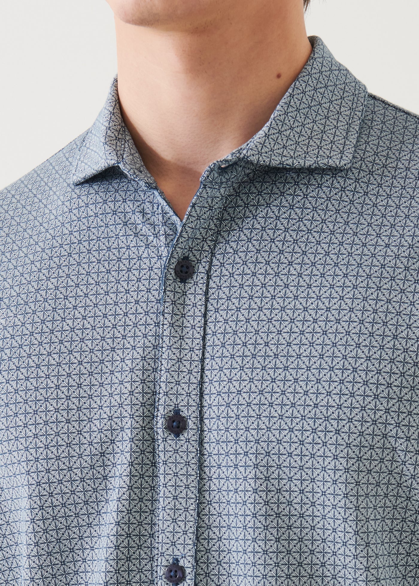 Printed Pima Cotton Stretch Button Up Shirt - Jewel - Patrick Assaraf Canada - Danali