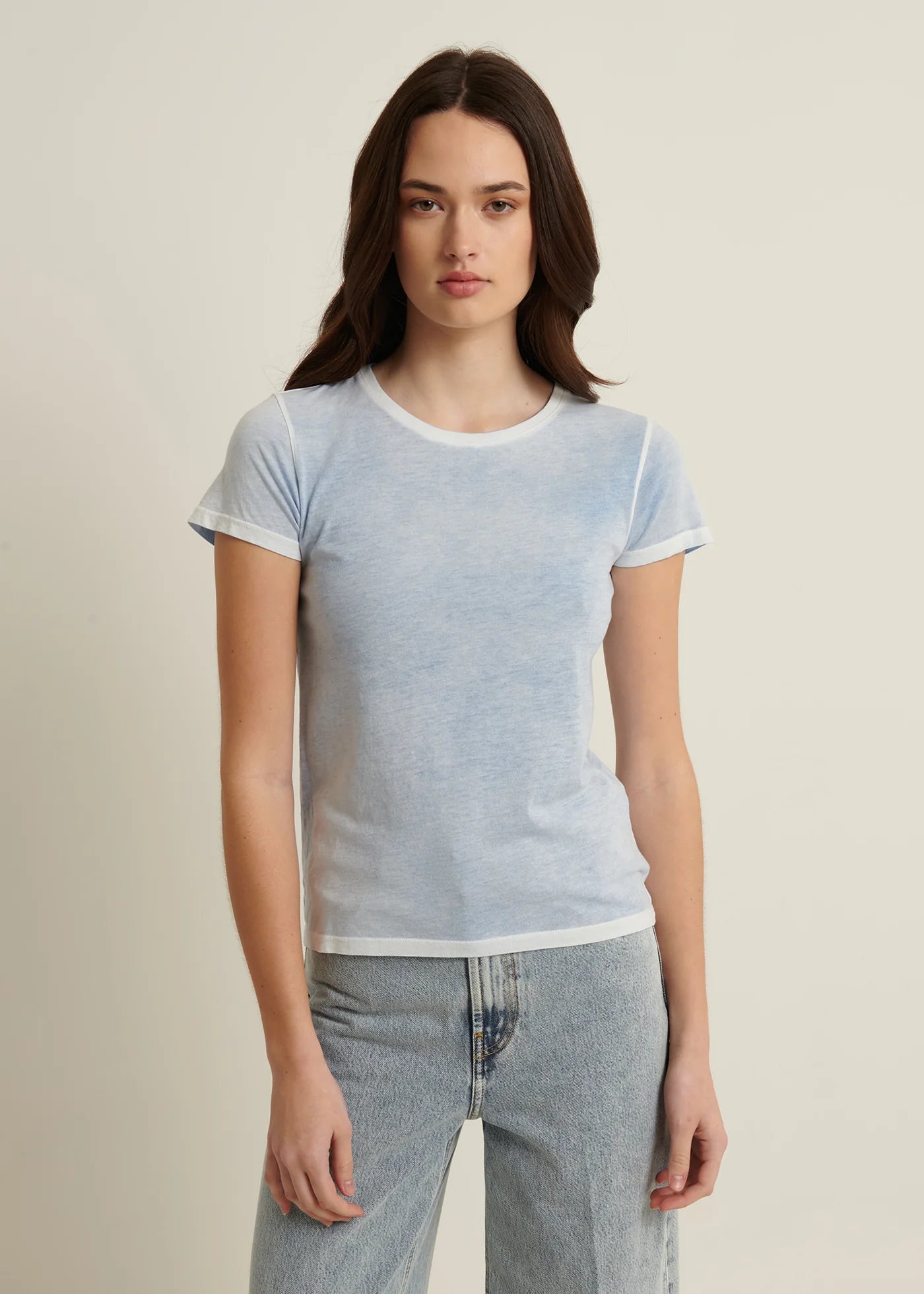 Reverse Spray Lightweight Pima Cotton T-Shirt - Powder Blue - Patrick Assaraf Canada - Danali