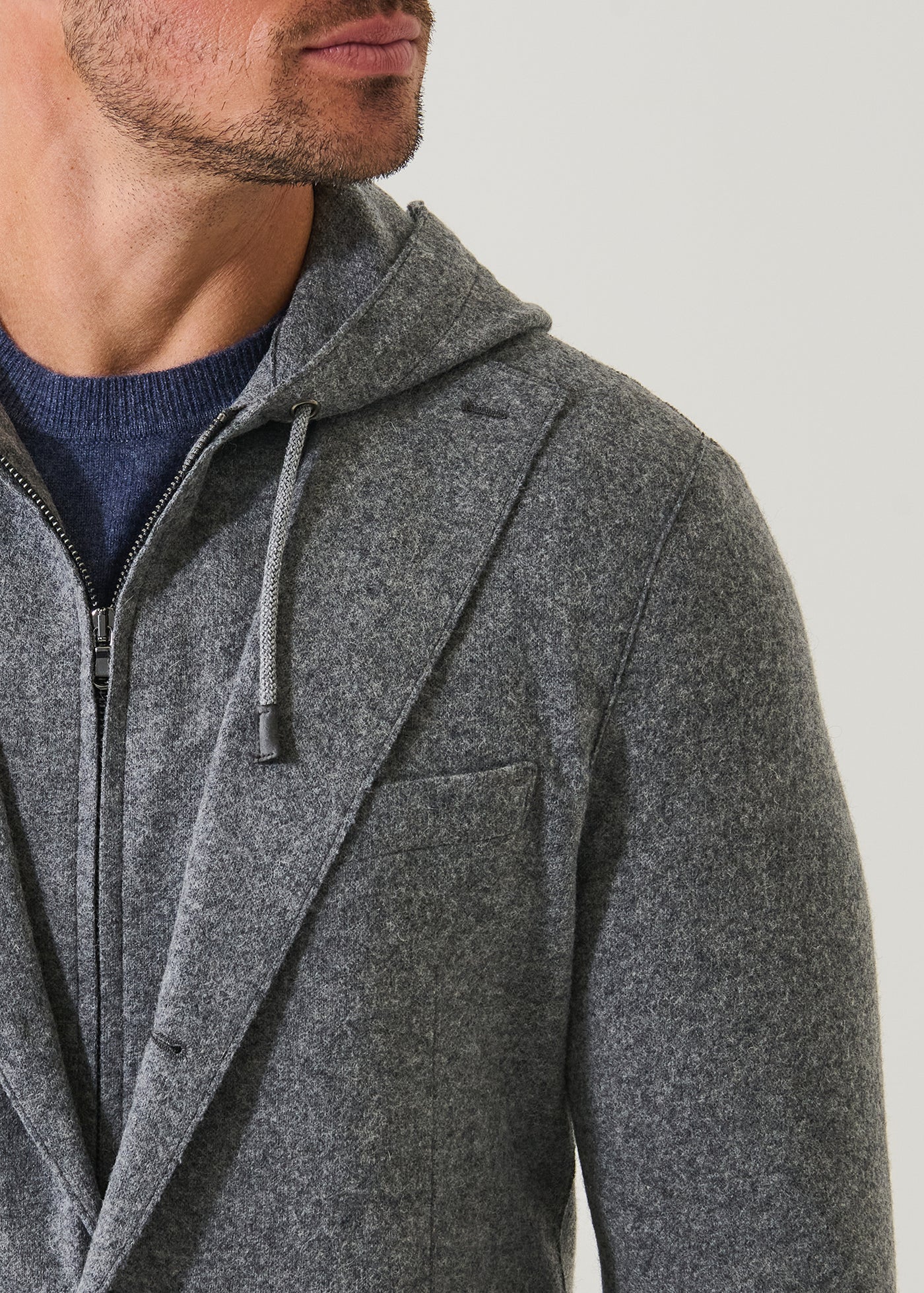 Wool Hooded Blazer - Charcoal - Patrick Assaraf Canada - Danali