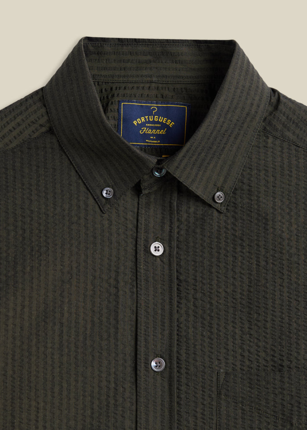 Atlantico Seersucker Shirt - Olive - Portuguese Flannel Canada - Danali