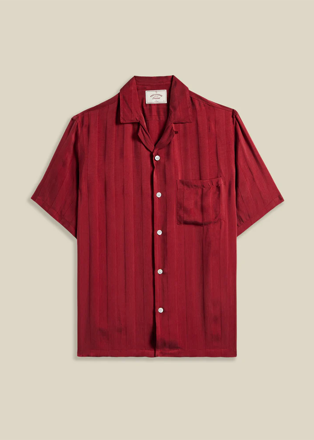 Cupro Stripe Short Sleeve Shirt - Bordeaux - Portuguese Flannel Canada - Danali
