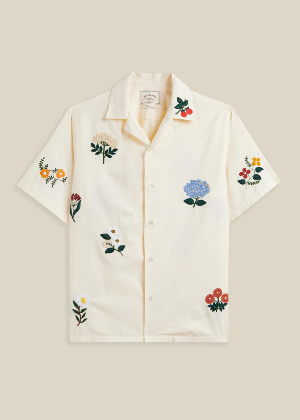 Embroidery Flowers Shirt - Ecru - Portuguese Flannel Canada - Danali
