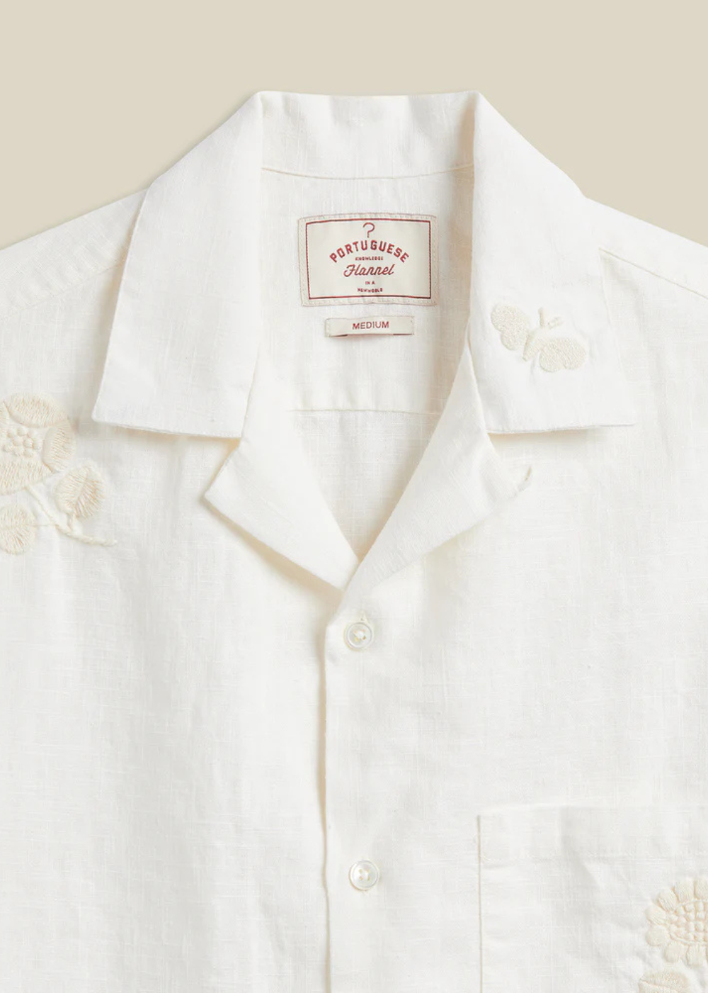 Embroidery Nature Ramie Shirt - Ecru - Portuguese Flannel Canada - Danali