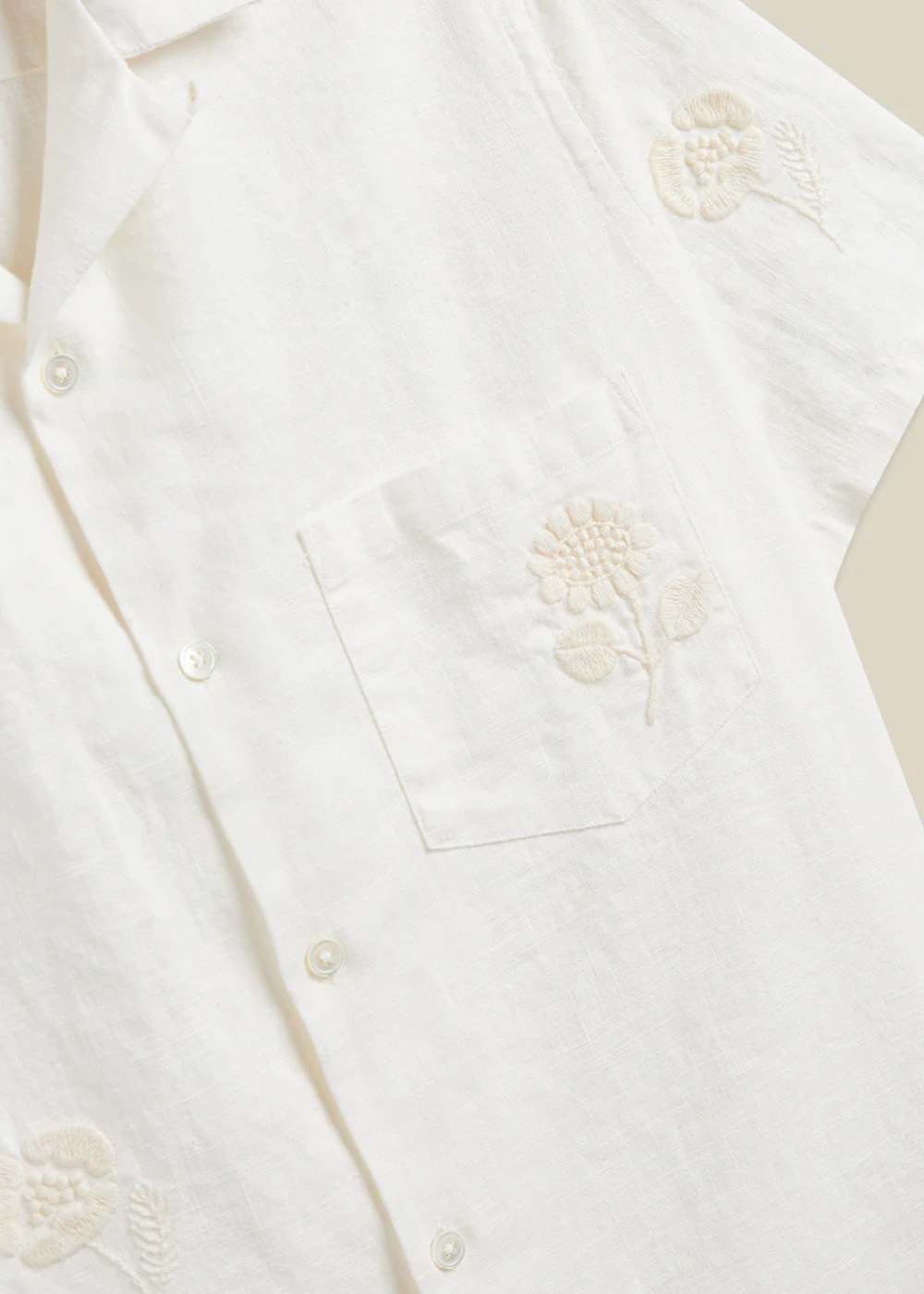 Embroidery Nature Ramie Shirt - Ecru - Portuguese Flannel Canada - Danali