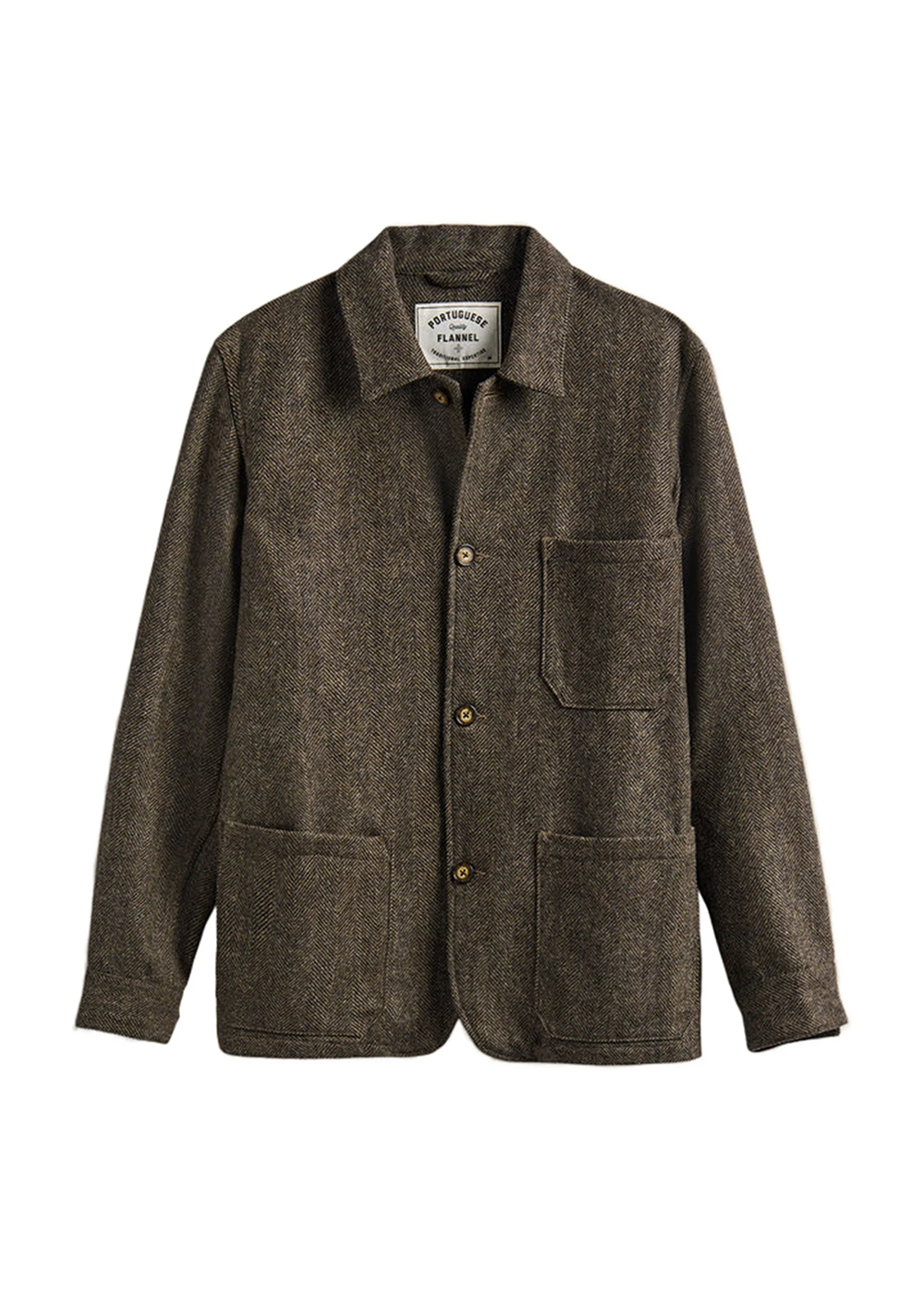 Labura Herringbone Wool Jacket - Brown - Portuguese Flannel Canada - Danali