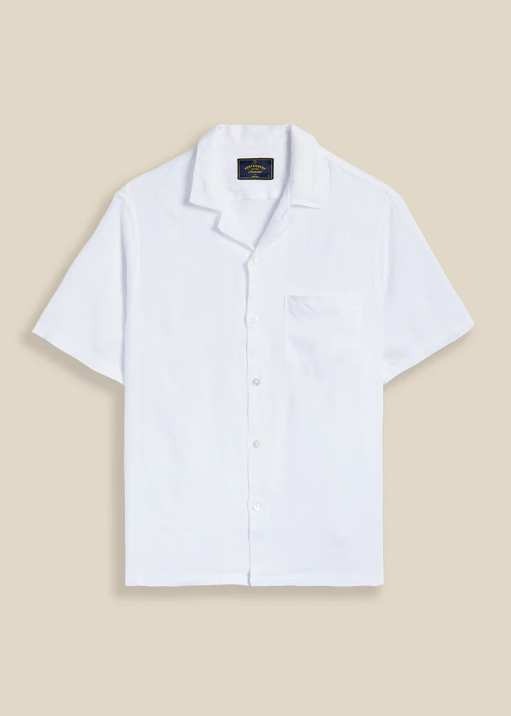Linen Camp Collar Short Sleeve Shirt - White - Portuguese Flannel Canada - Danali