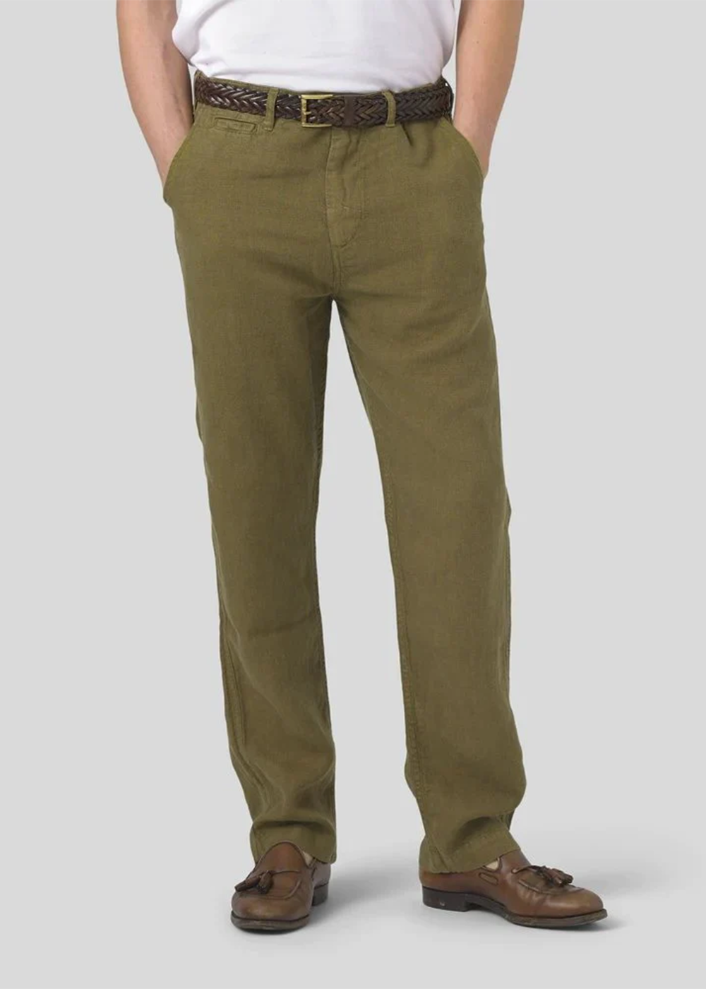 Portuguese Flannel Linen Trousers Olive - Portuguese Flannel Canada - Danali