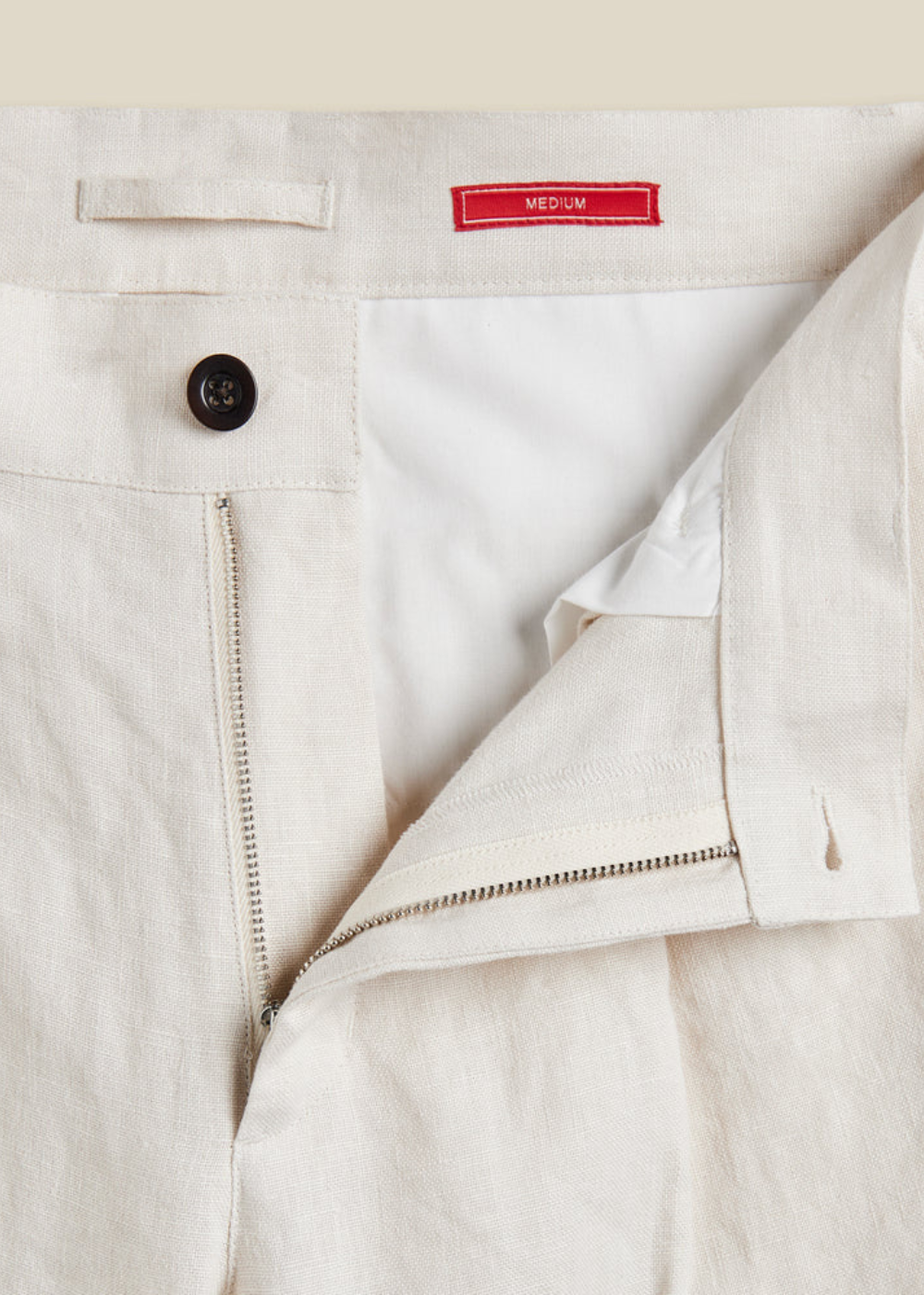Single Pleat Linen Trouser - Ecru - Portuguese Flannel Canada - Danali