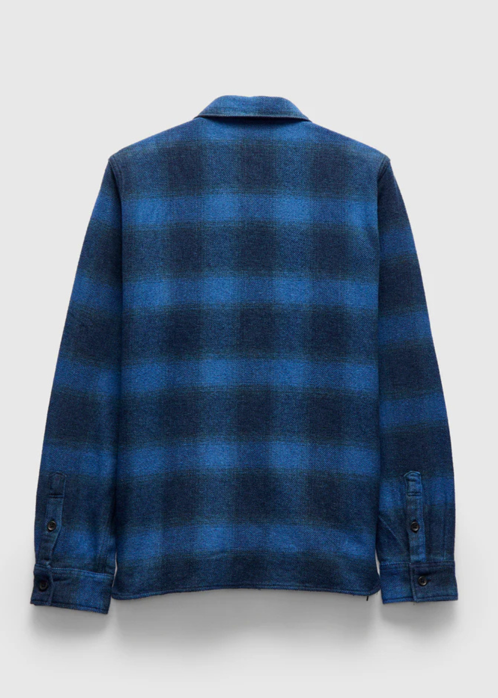 Cotton Tweed Check Indigo Over Dye Shirt - Beige Check/Indigo - Pure Blue Japan Canada - Danali