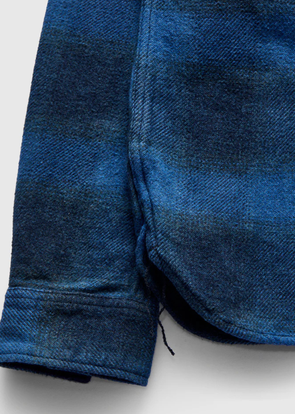 Cotton Tweed Check Indigo Over Dye Shirt - Beige Check/Indigo - Pure Blue Japan Canada - Danali