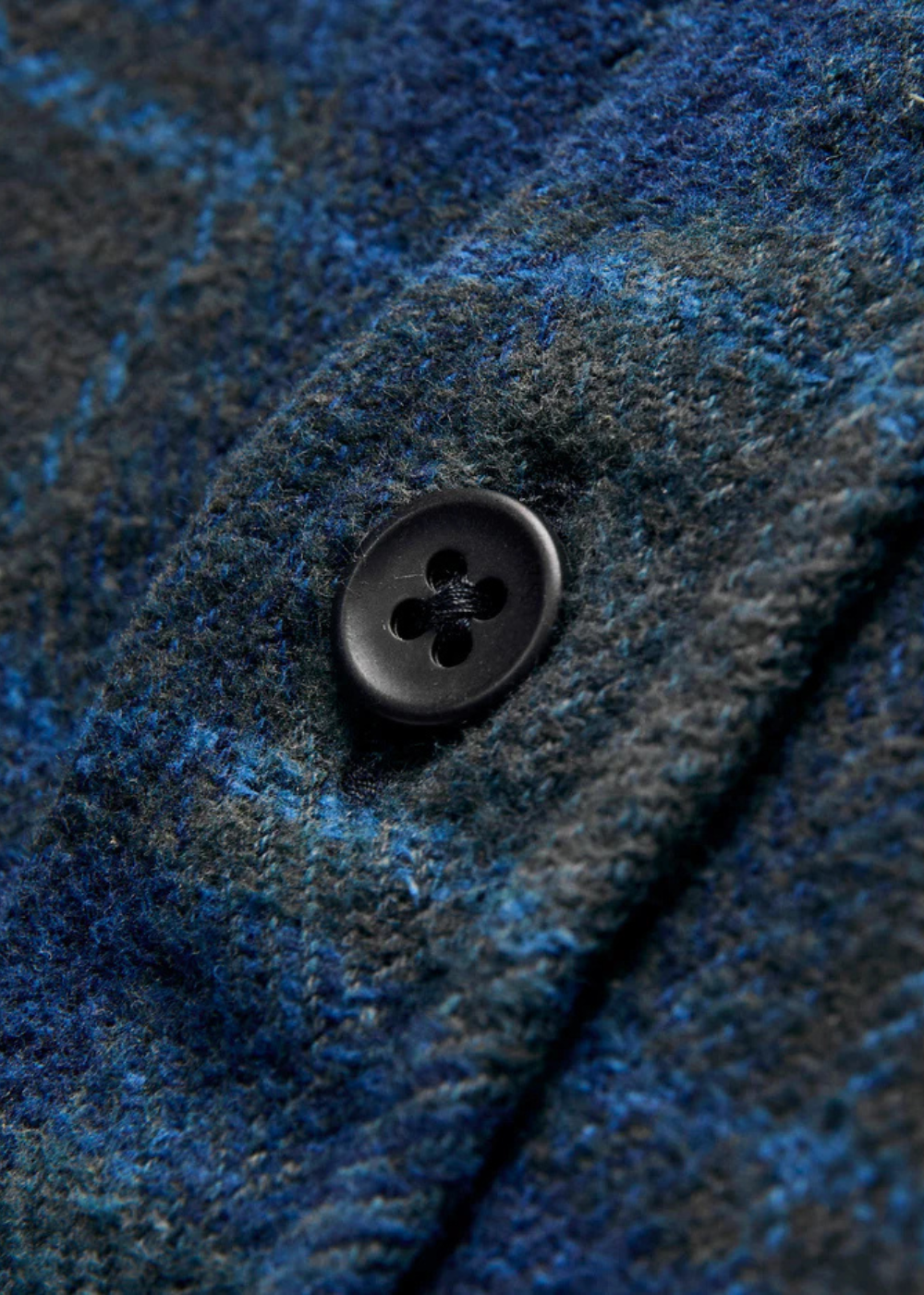 Cotton Tweed Check Indigo Over Dye Shirt - Brown Check/Indigo - Pure Blue Japan Canada - Danali