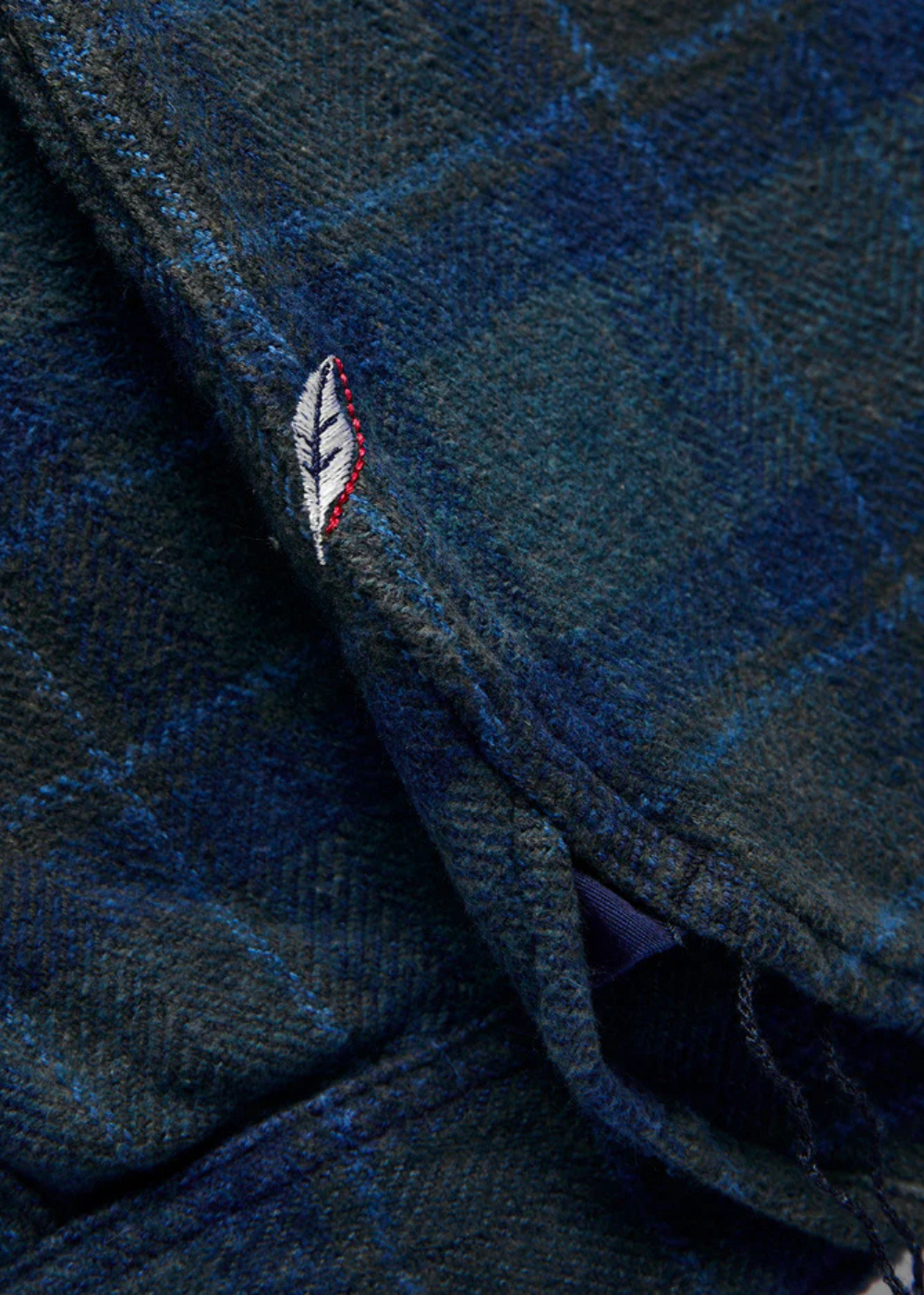 Cotton Tweed Check Indigo Over Dye Shirt - Brown Check/Indigo - Pure Blue Japan Canada - Danali