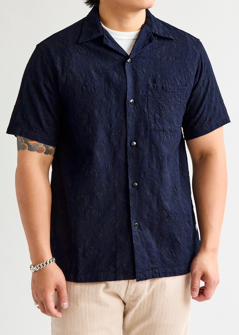Woven Jacquard Camp Collar SS - Paisley - Pure Blue Japan - Danali