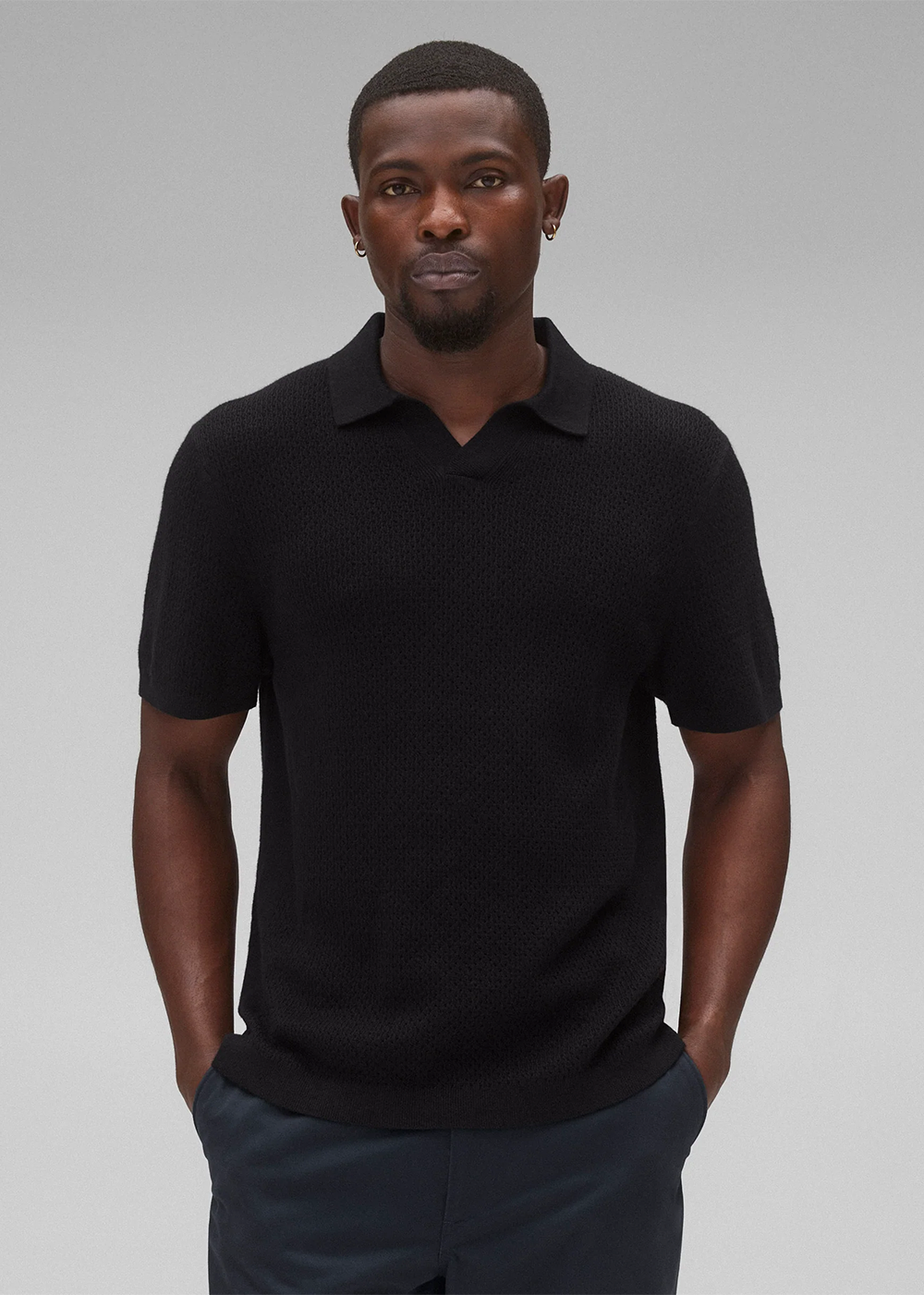 Reigning Champ Cotton Linen Victor Polo Black - Reigning Champ Canada - Danali