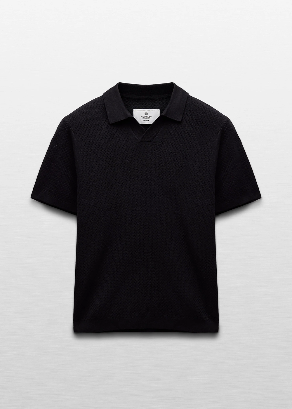Reigning Champ Cotton Linen Victor Polo Black - Reigning Champ Canada - Danali