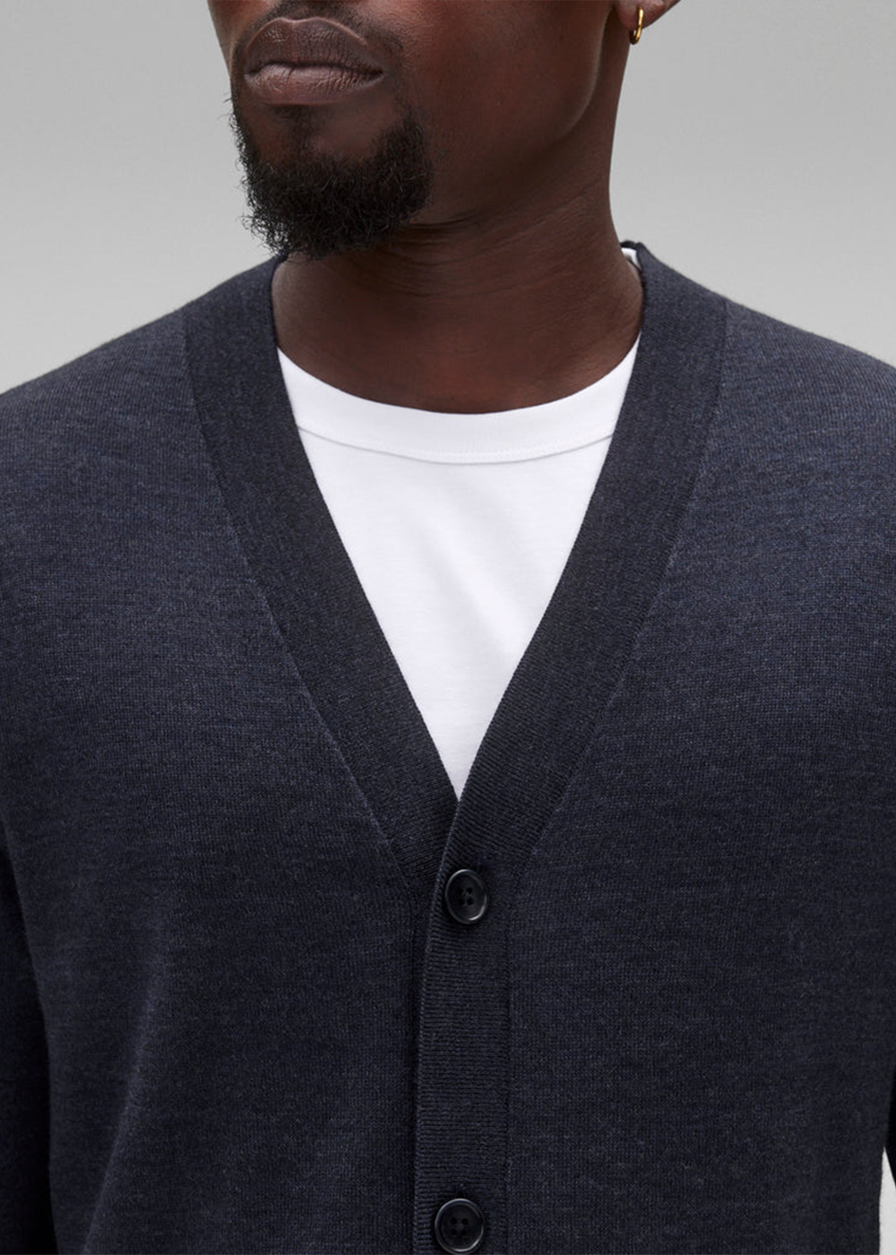Lightweight Merino Harry Cardigan - Heather Navy - Reigning Champ Canada - Danali